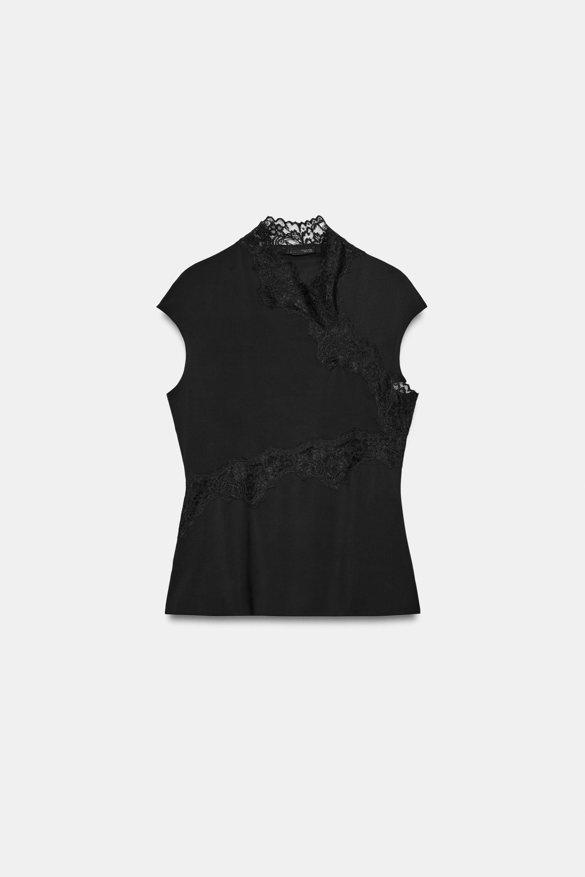 LACE MOCK-NECK TOP