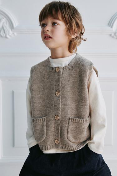 WOOL BLEND KNIT VEST - Sand by Zara