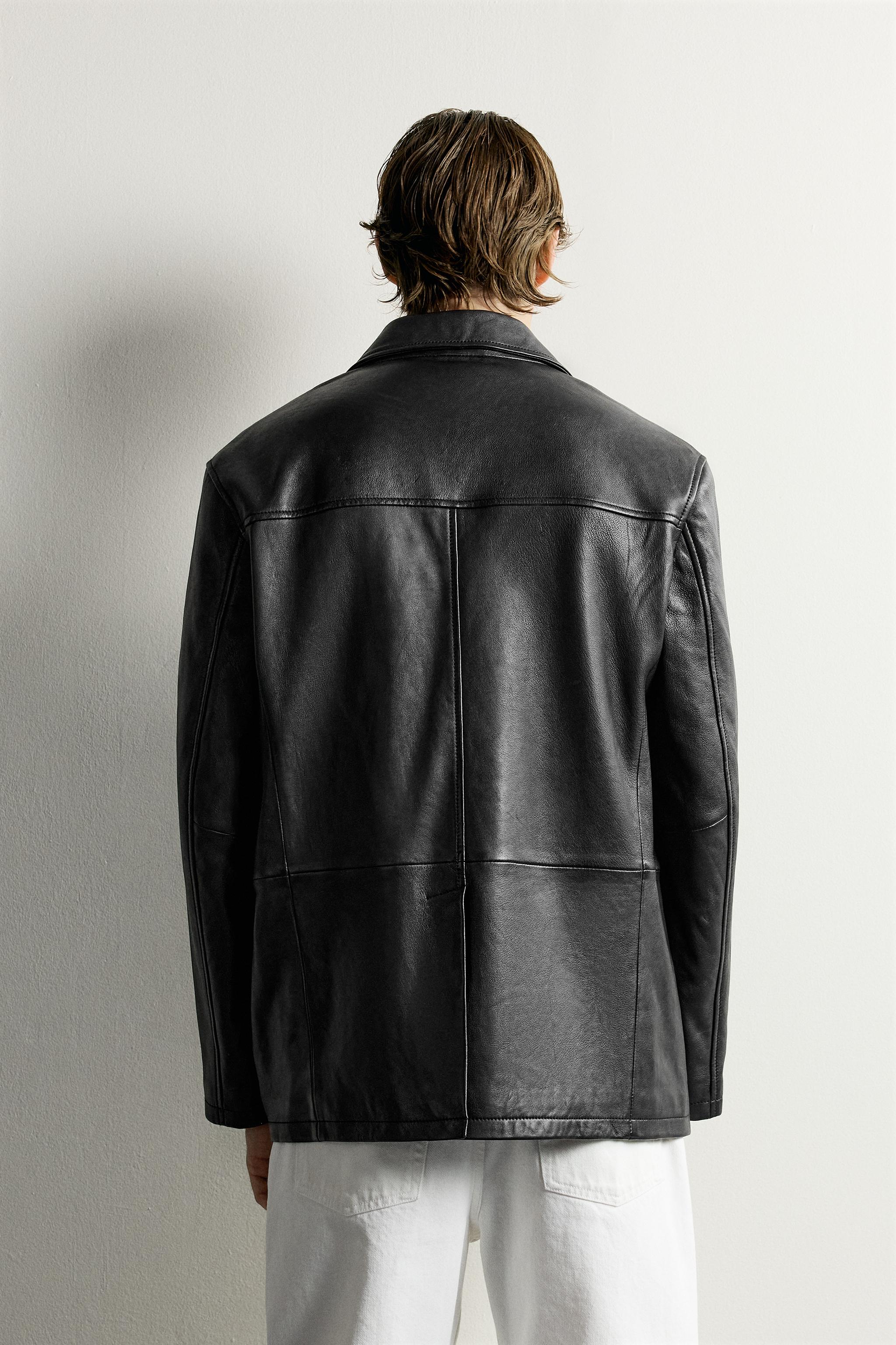RELAXED-FIT LEATHER BLAZER