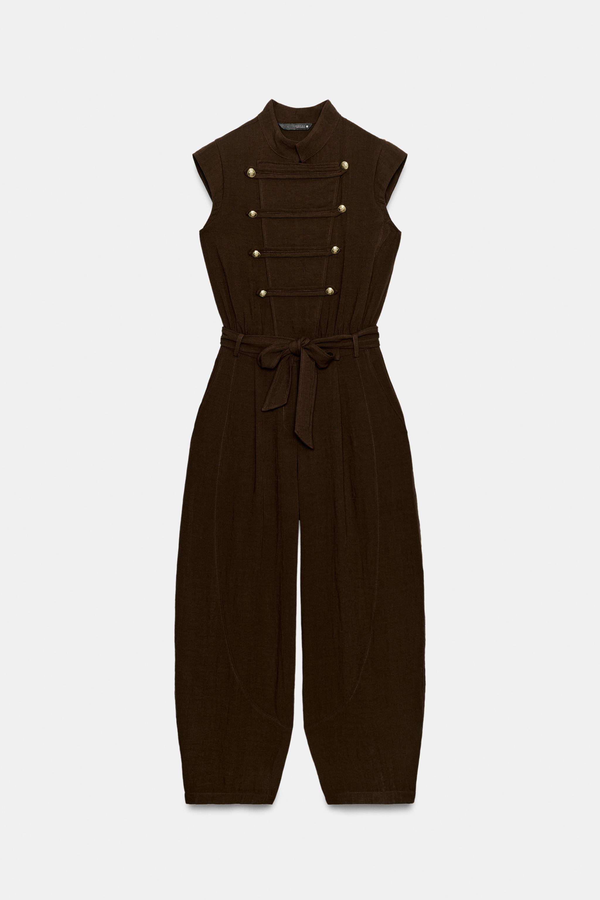 Zara BELTED JUMPSUIT WITH BUTTON DETAILS — фото 6