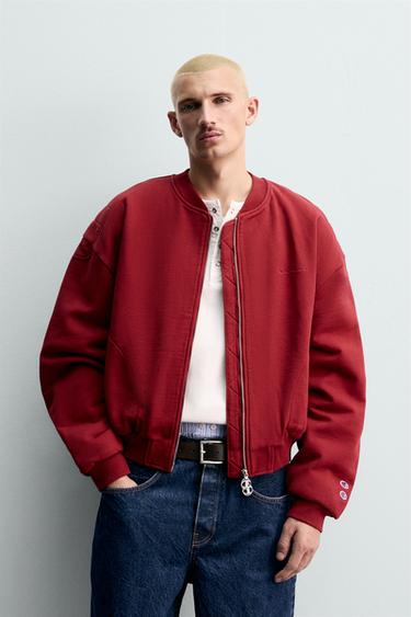 CHAMPION ® X ZARA PADDED BOMBER JACKET - Red by Zara
