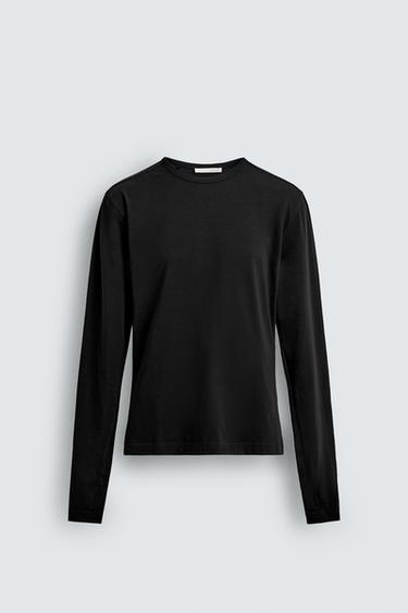 CAMISETA SLIM FIT LAVADA - Negro de Zara