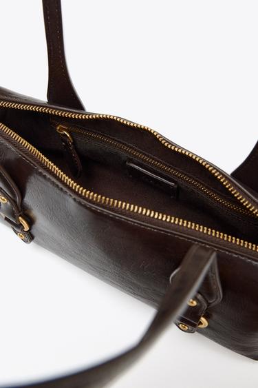 SHOULDER BAG WITH METALLIC DETAILS - Burgundy Red by Zara - Image 5