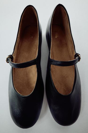 BAILARINA PLANA PIEL - Negro de Zara