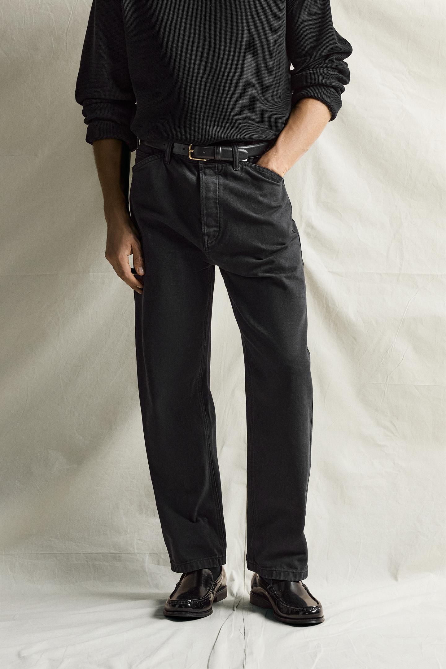 Мужские брюки Zara Straight-Fit Carpenter Pocket, цвет: Чёрный — фото 2