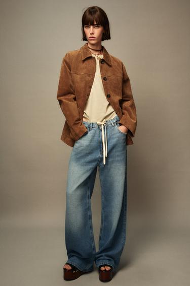 Zara RELAXED MID WAIST JEANS ZW COLLECTION - Blue