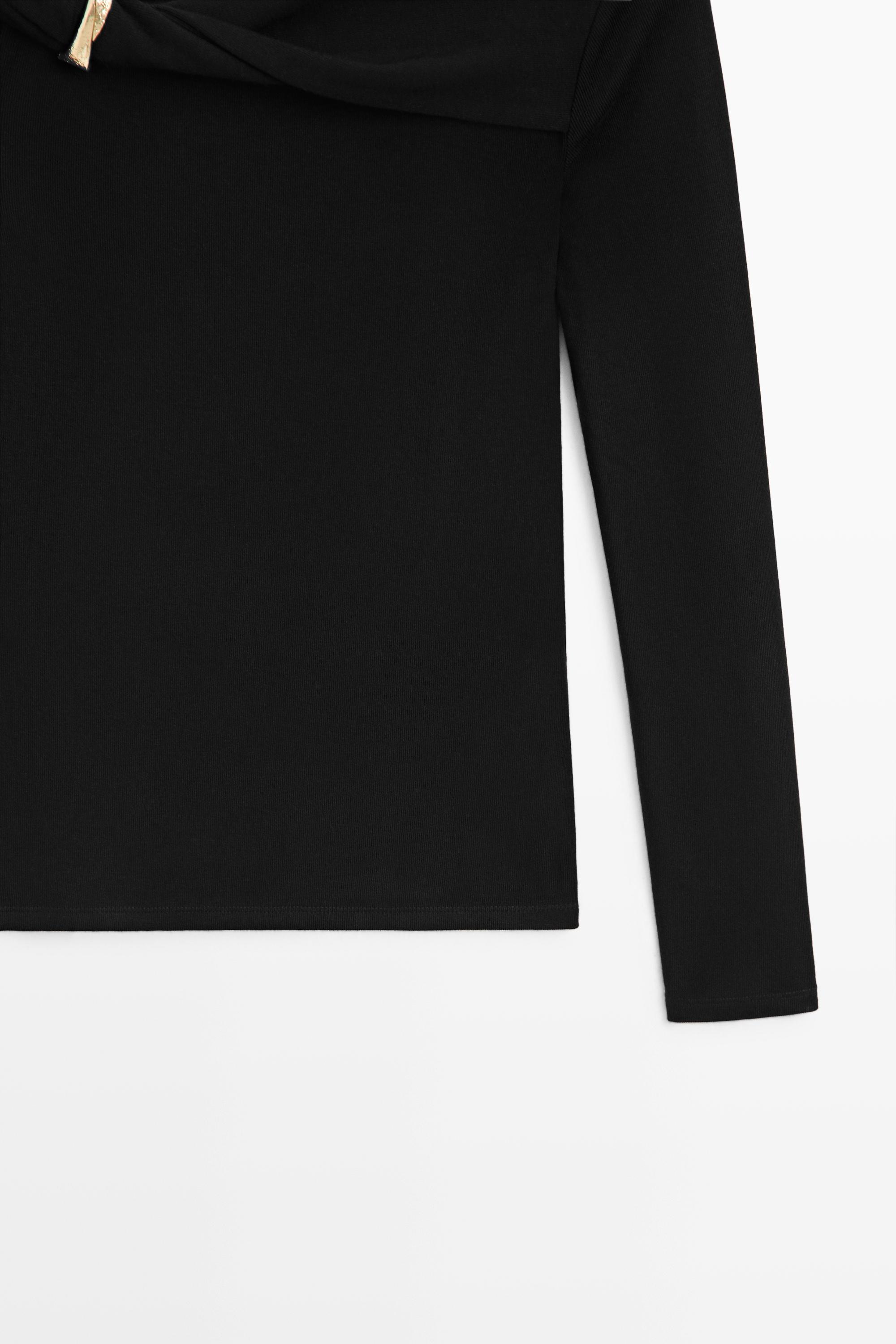 Long sleeve top with metallic detail
