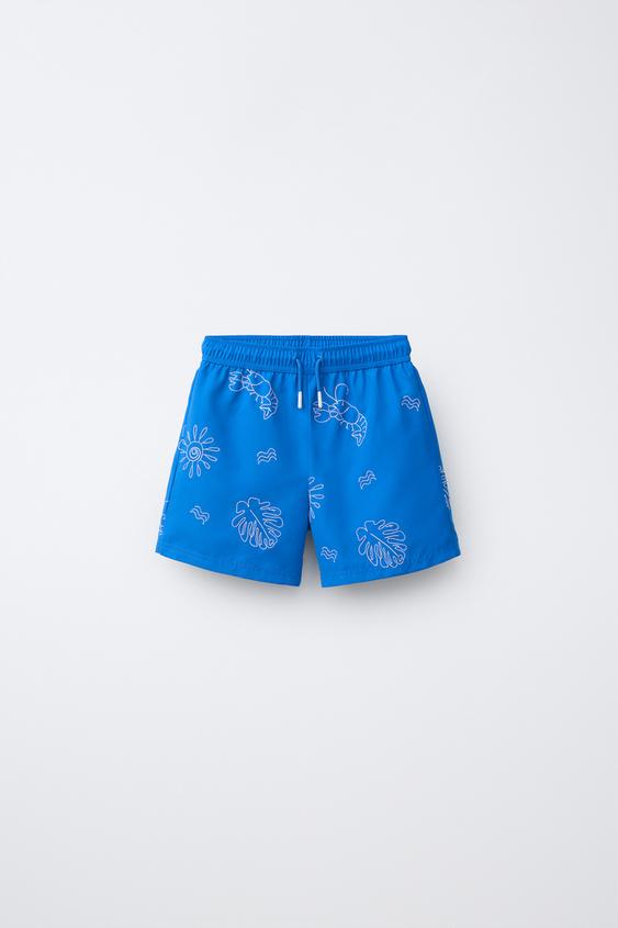 6-14 YEARS/ EMBROIDERED NAUTICAL SWIM SHORTS - Blue by Zara - Image 0