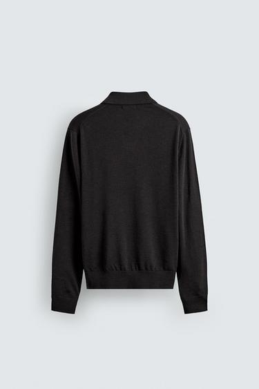 POLO EN MAILLE 100% LAINE - Marron foncé de Zara - Image 7