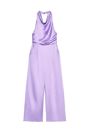 SATIN HALTER NECK JUMPSUIT