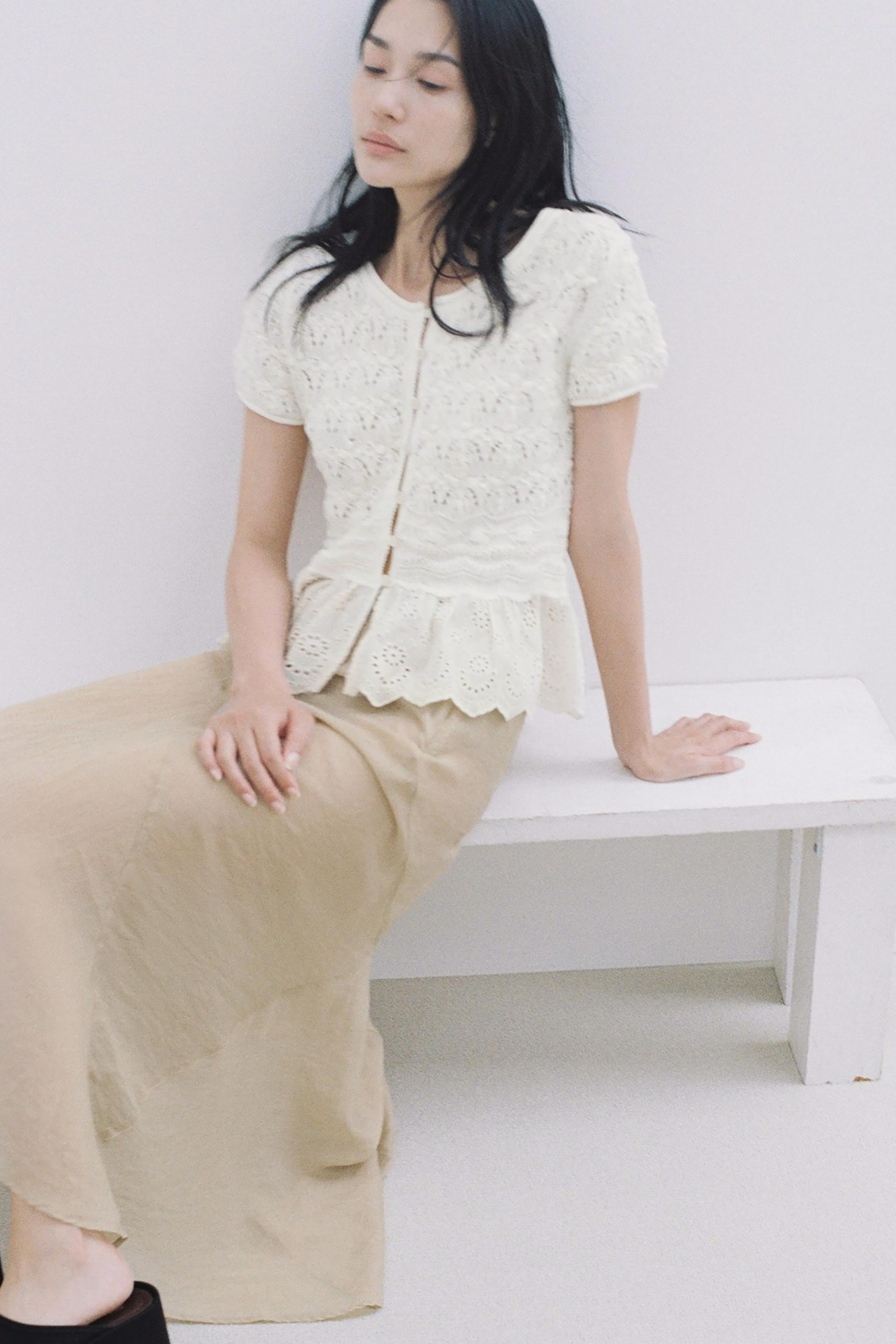 ZARA ロマンティックニットトップス　レース ZARA ロマンティック ニット トップス - メルカリ