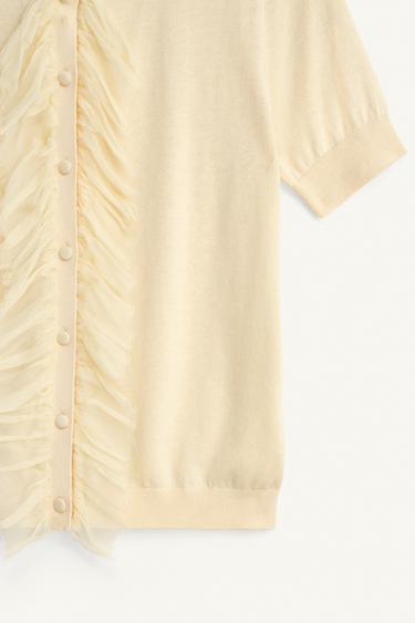 GILET EN MAILLE VOLANTS AVEC SOIE LIMITED EDITION - Jaune clair de Zara - Image 6