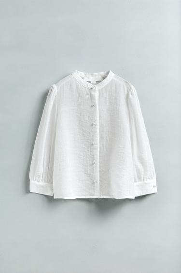Zara 珍珠鈕扣飾襯衫 - 磨白色