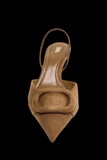 SLINGBACK SHOES WITH PIECE DETAIL - Brown by Zara