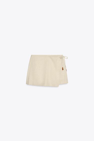 BERMUDA AVEC LIN FANTAISIE - Beige clair de Zara - Image 7