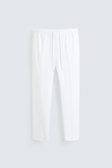 COMFORT FIT JOGGER WAIST TROUSERS - Oyster-white by Zara