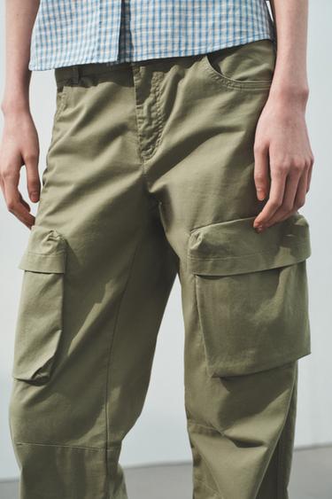 STRAIGHT-LEG CARGO TROUSERS - Light khaki by Zara - Image 1