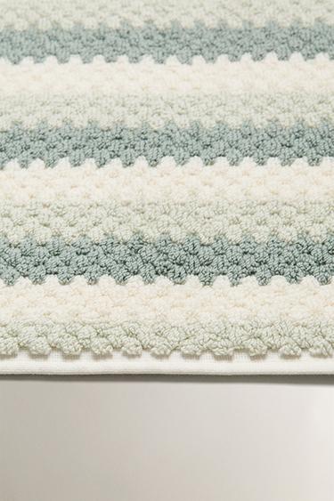 GEOMETRIC JACQUARD BATH MAT - Blue / Green by Zara - Image 2