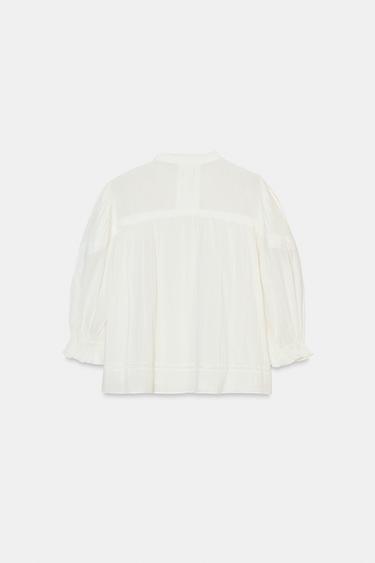 ZW COLLECTION ROMANTIC COTTON SHIRT - Ecru by Zara - Image 6