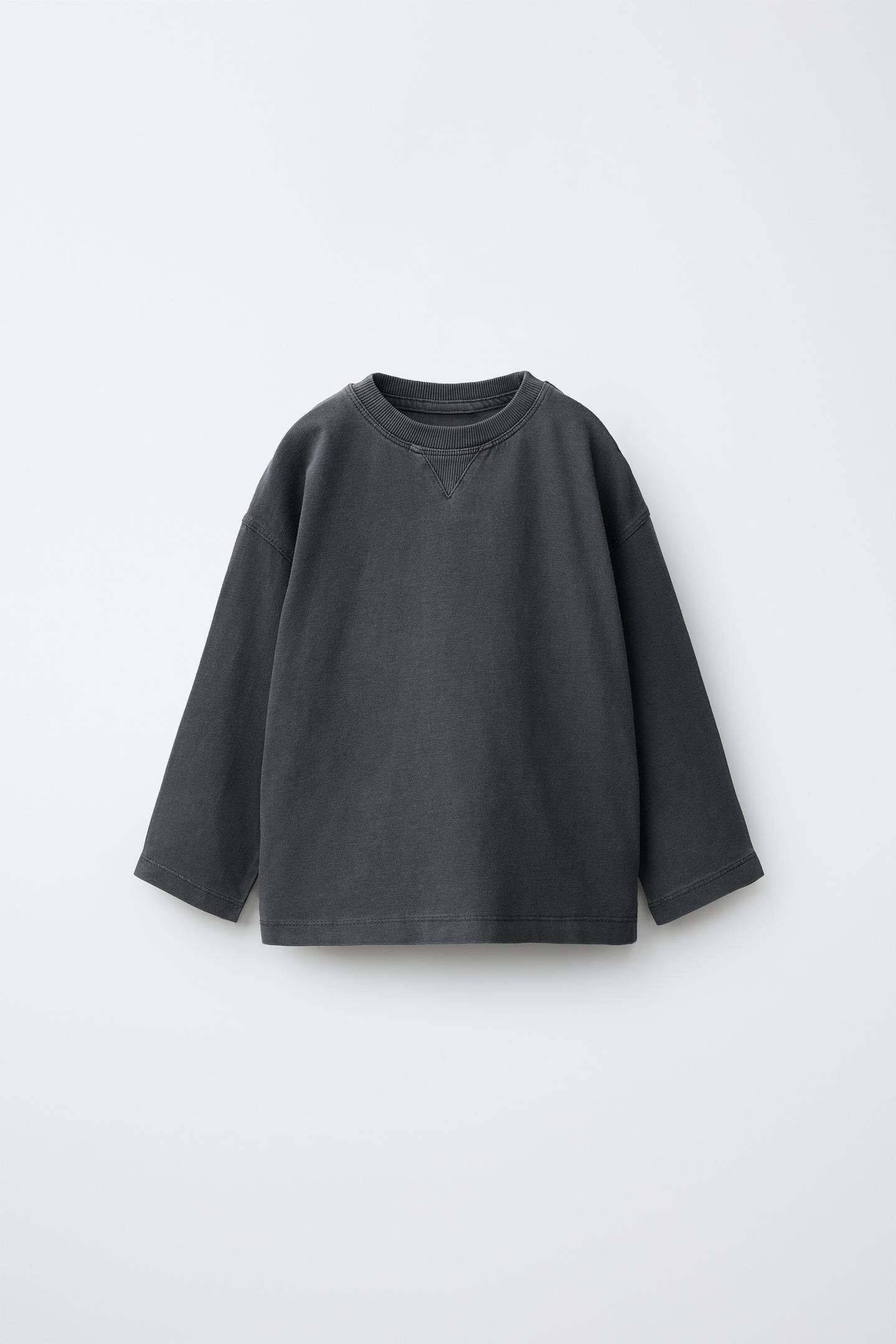 Детская футболка Zara Garment-Dyed, цвет: Тёмный антрацитовый — фото 1