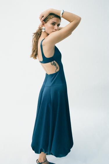 BALLOON MIDI DRESS - Duck green by Zara - Image 5