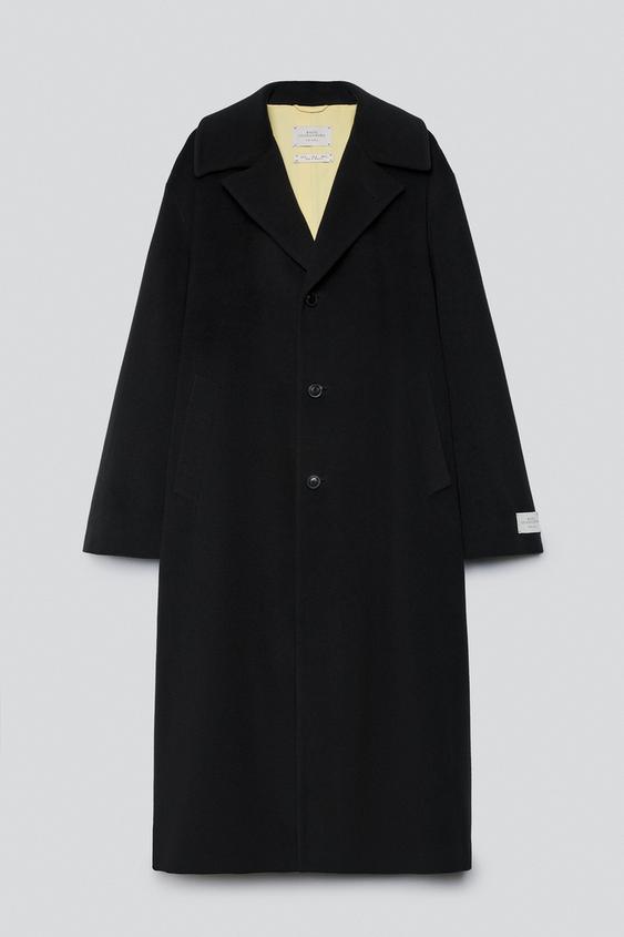 Zara CONTRAST LONG COAT - Anthracite Gray - Image 0
