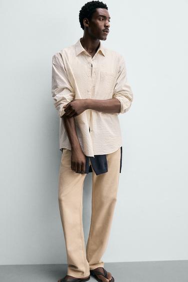 REGULAR FIT STRIPED SHIRT - Light yellow by Zara - Image 5