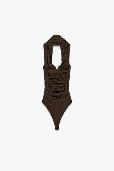 STRAPLESS POLYAMIDE BODYSUIT - Brown by Zara - Image 5
