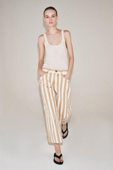 ДЖИНСЫ КЮЛОТЫ В ПОЛОСКУ СО СРЕДНЕЙ ПОСАДКОЙ — ZW COLLECTION — СЛОНОВАЯ КОСТЬ от Zara