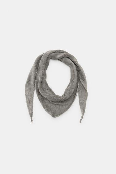 Zara METALLIC THREAD TRIANGULAR SCARF - Silver