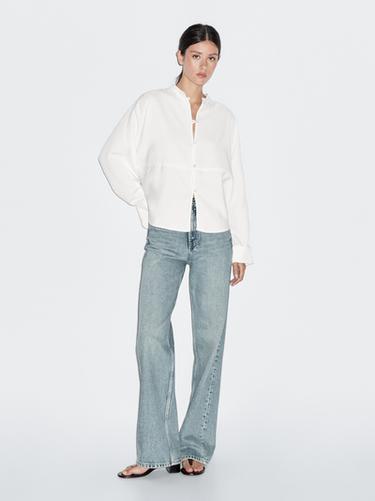 Camisa cuello mao corte delantero - Beige de Zara