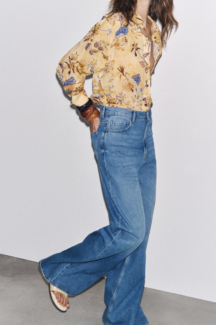 Blusa Estampada Camisa Zara Flores Zara Bluson Largo De Flores