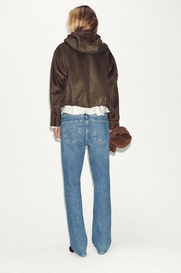 BLOUSON BOMBER EFFET DAIM À CAPUCHE - Marron de Zara - Image 5