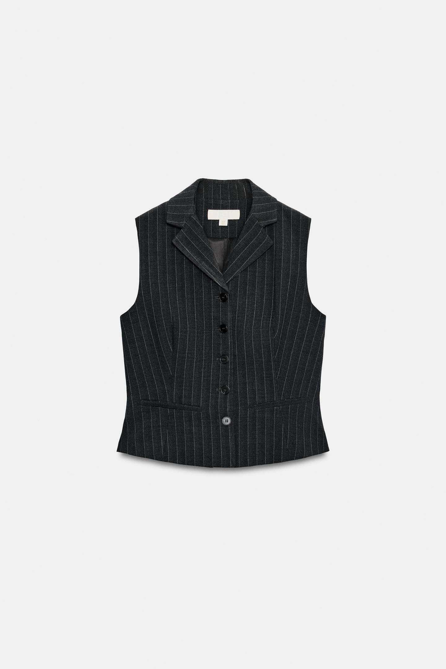 Женский жилет Zara Pinstripe Vest, цвет: Тёмный серый — фото 6