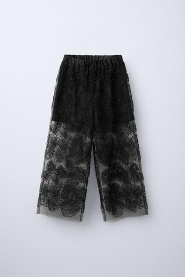 PANTALÓN TUL ABALORIOS - Negro de Zara - Imagen 0