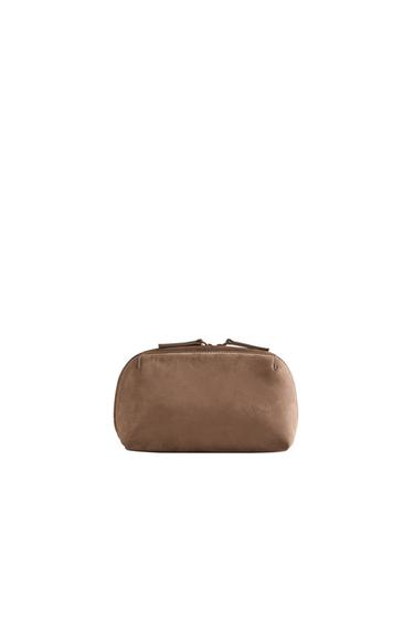 TROUSSE DE TOILETTE CUIR NUBUCK - Gris taupe de Zara