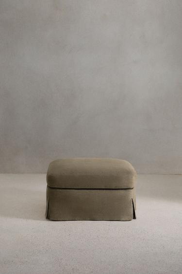 FOOTSTOOL 01 LINEN COVER - Grey by Zara