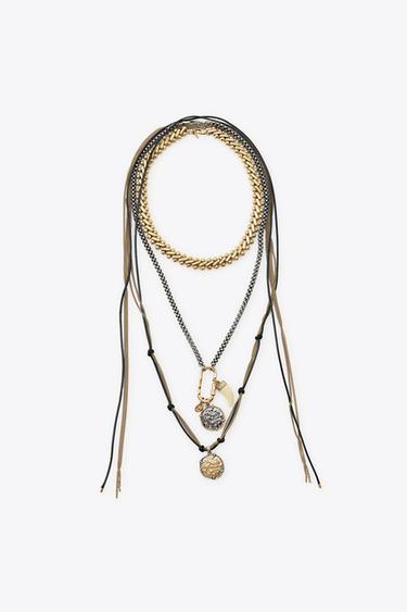 3er-PACK HALSKETTEN MEDAILLON HORN - Goldfarben von Zara