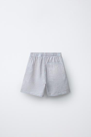 SHORT RAYÉ BRODÉ - Bleu pastel de Zara - Image 1