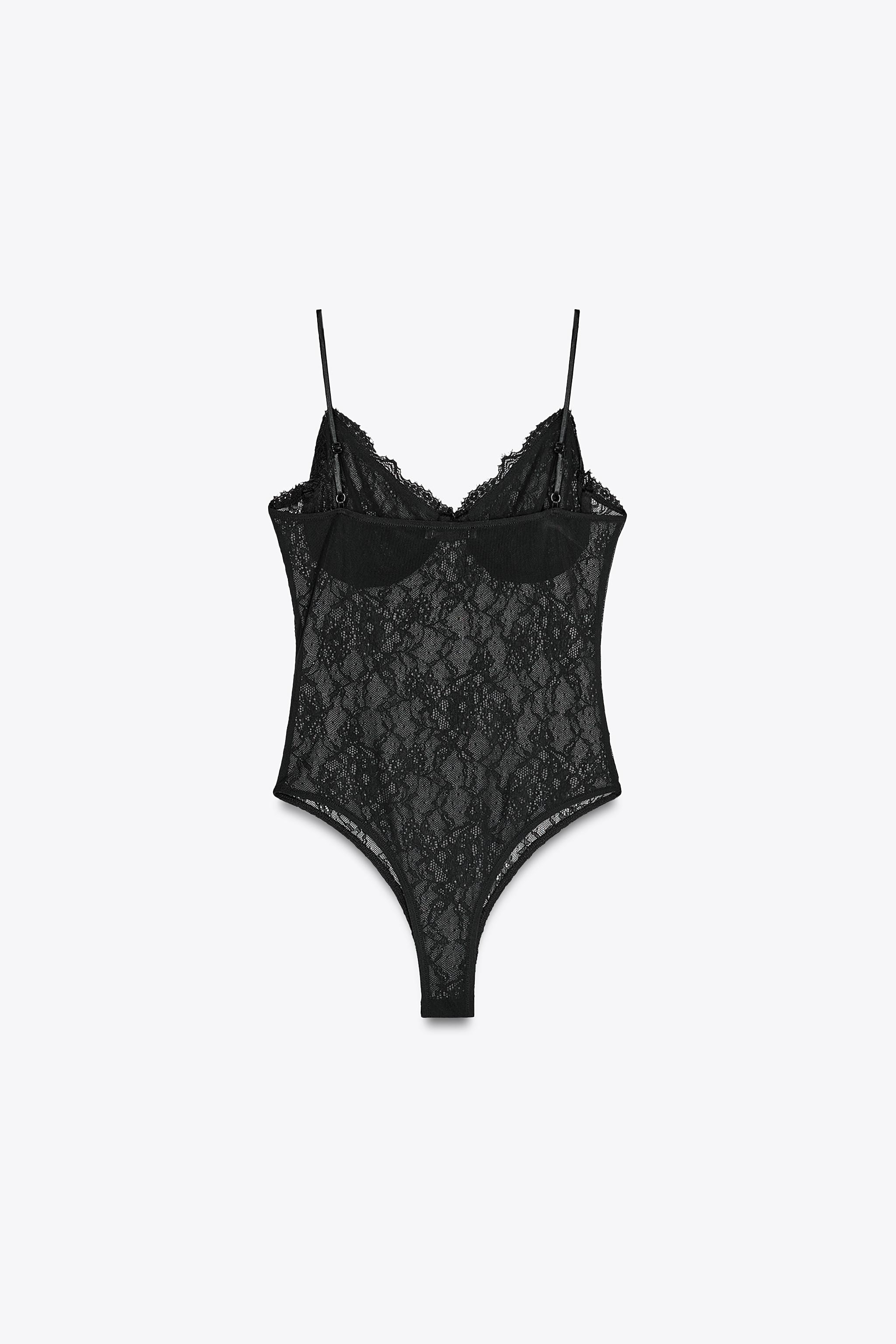 ZARA レースキャミソールボディスーツ 0347/314 LACE CAMISOLE BODYSUIT - Black | ZARA United States