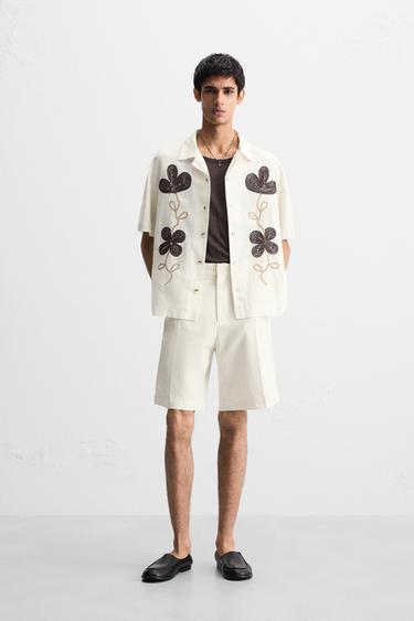 FLORAL EMBROIDERY SHIRT - Ecru by Zara - Image 0
