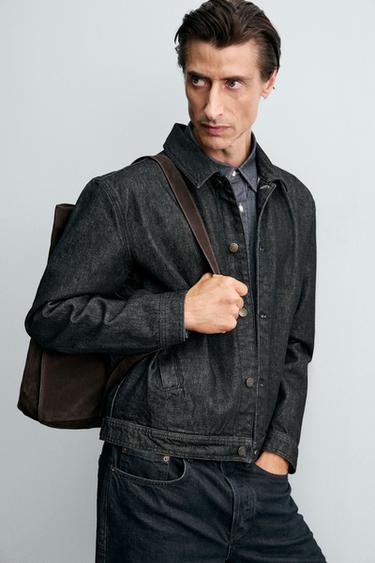 REGULAR FIT DENIM JACKET - Black by Zara - Image 4