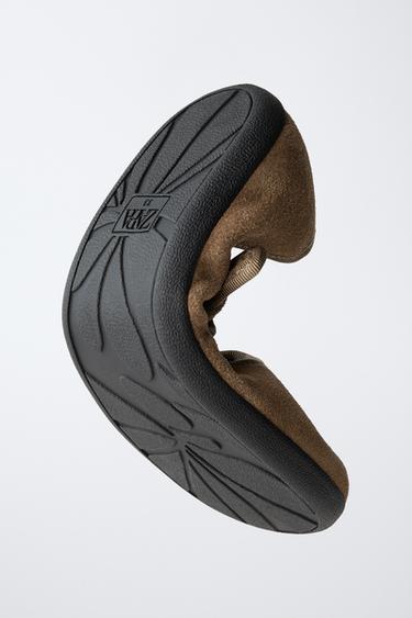 LEATHER BAREFOOT BALLERINAS - Brown by Zara - Image 1