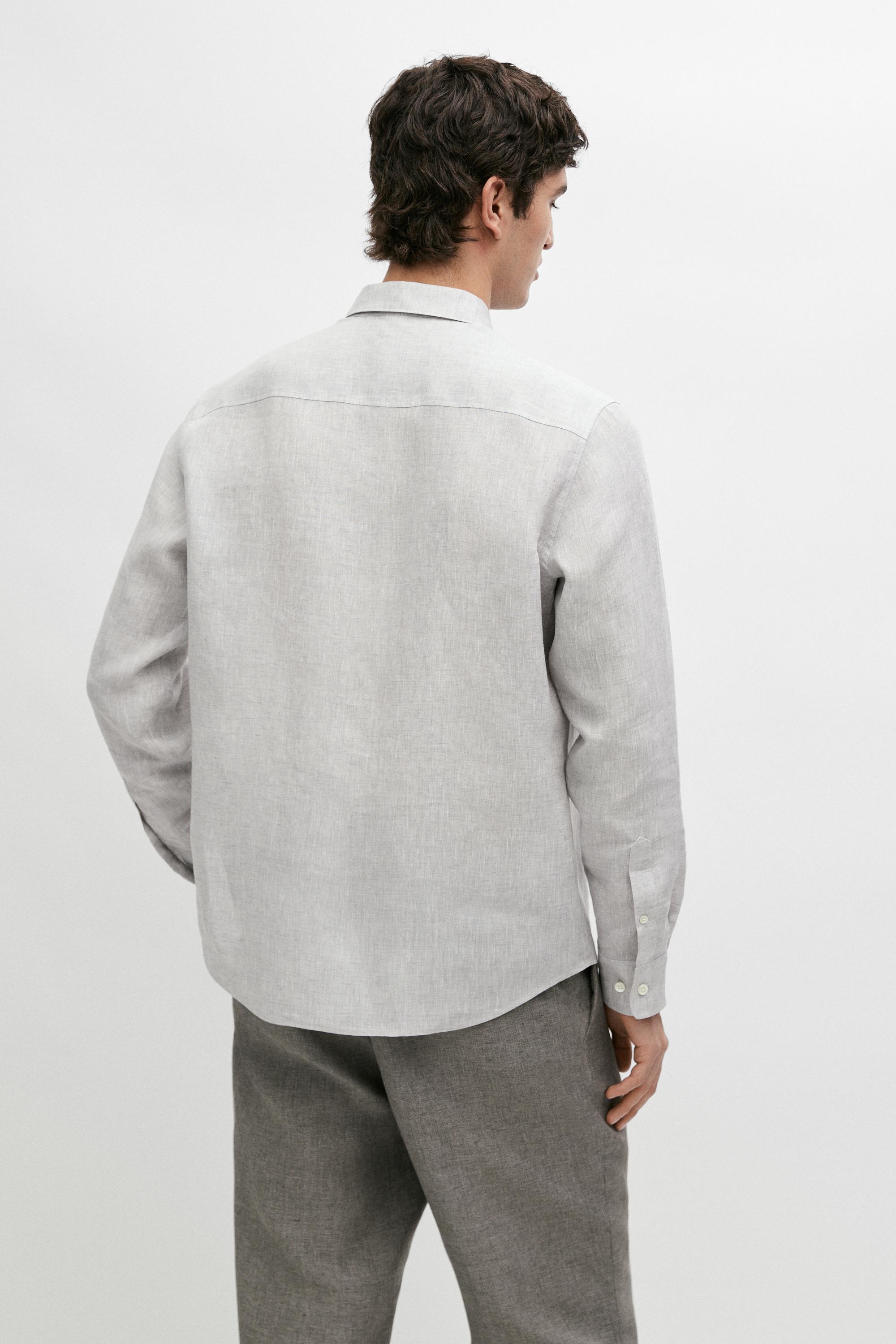 Chemise regular fit délavée 100 % lin