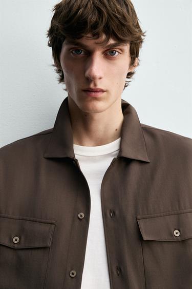 RELAXED FIT FLOWING SHIRT - Brown by Zara - Image 4