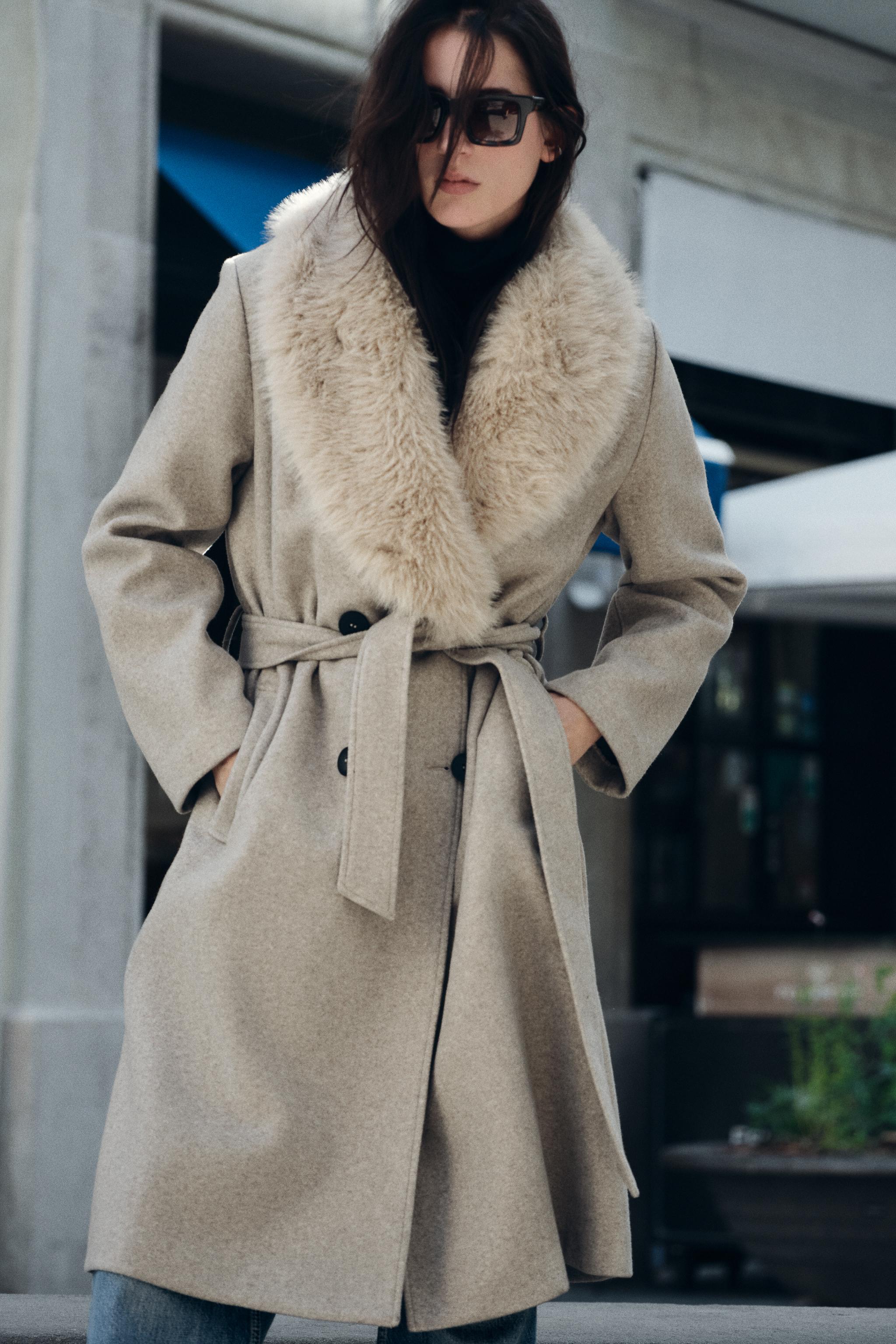 Faux fur coat womens zara online