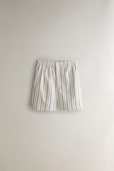 STRIPED COTTON SHORTS - Ecru by Zara - Image 0