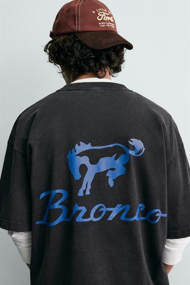 WASHED T-SHIRT WITH CONTRAST FORD © PRINT - Black by Zara - Image 4