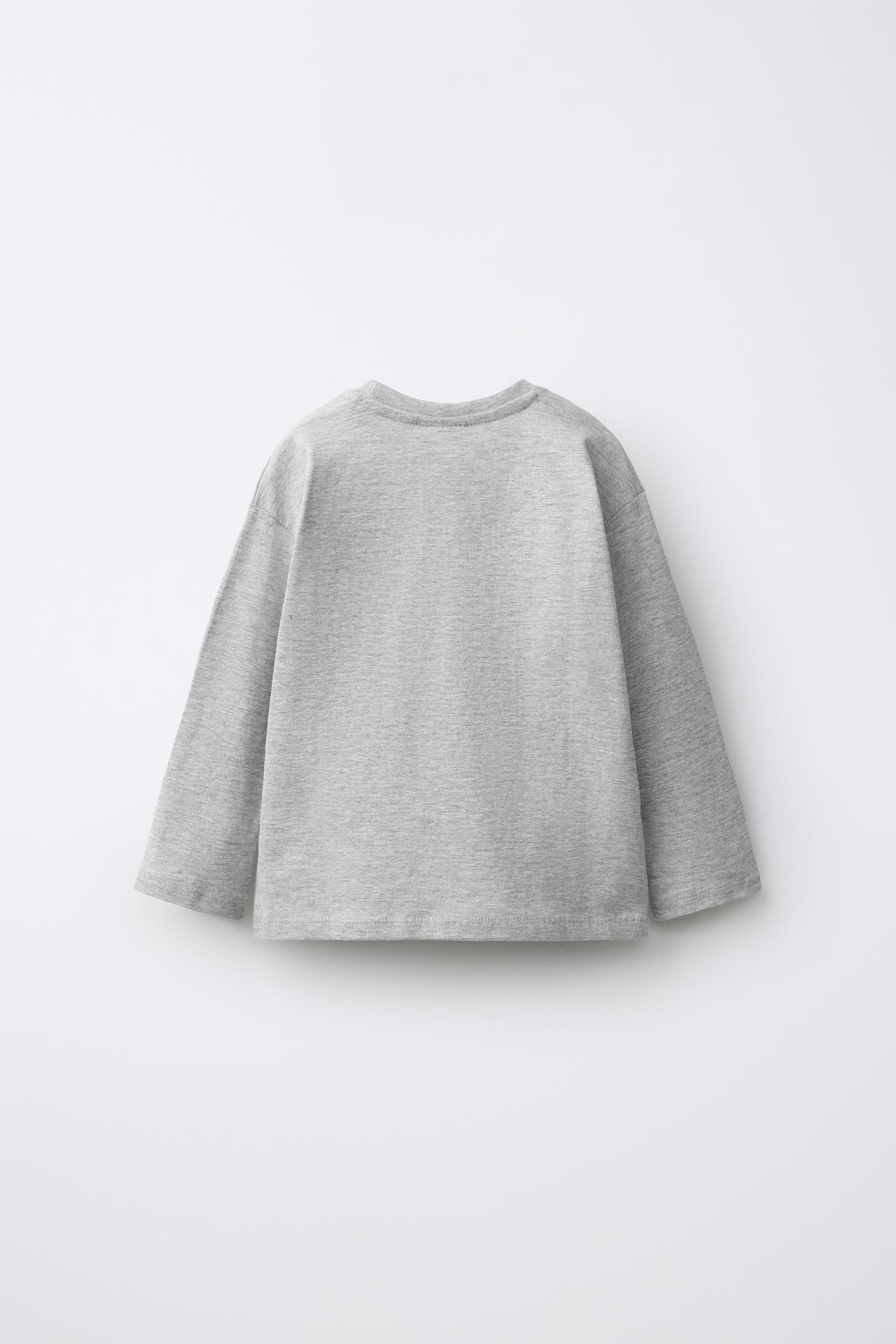 EMBROIDERED HEART T-SHIRT — Gray marl