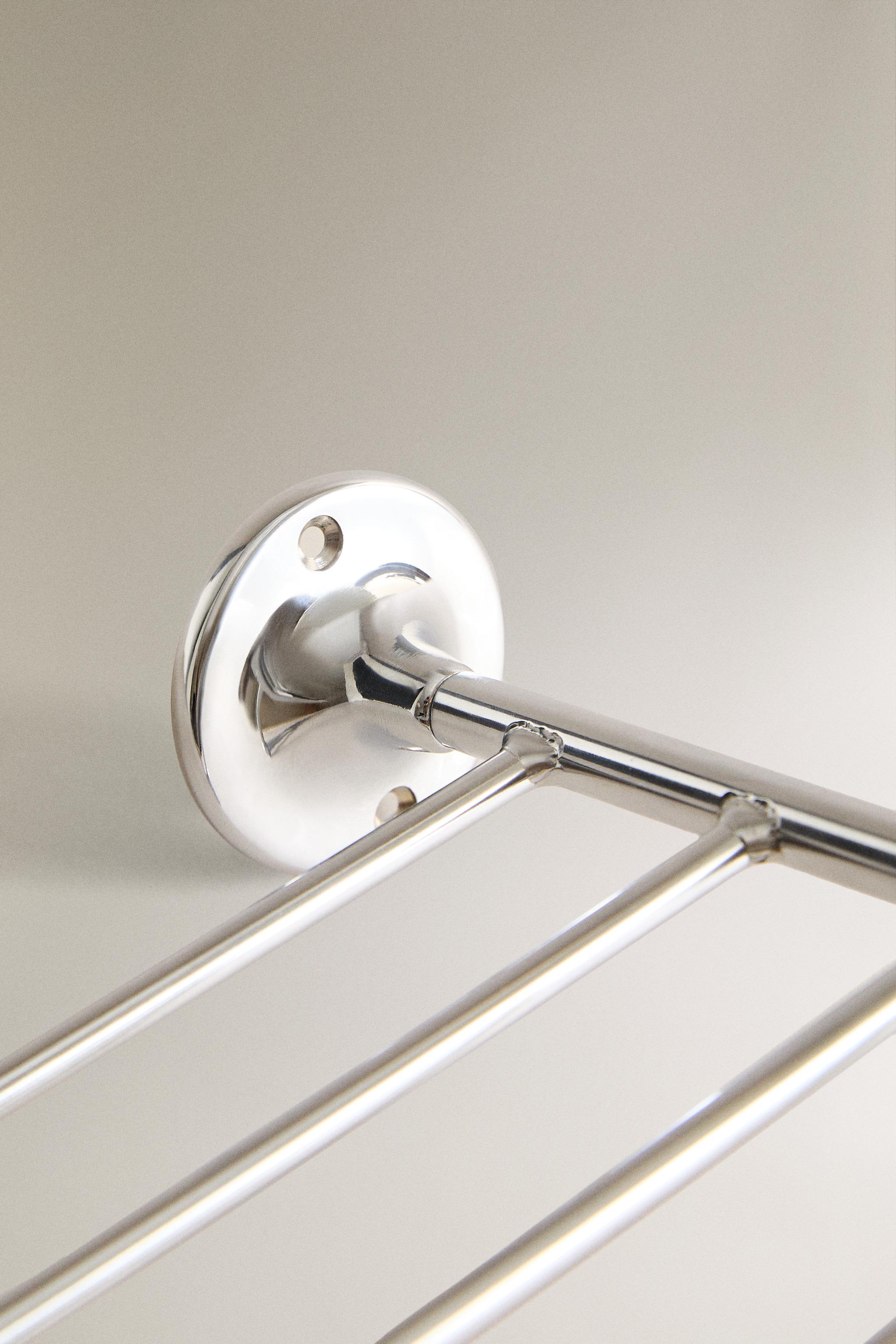 SILVER METAL BATHROOM SHELF